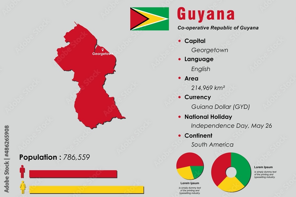 Guyana infographic vector illustration complemented with accurate