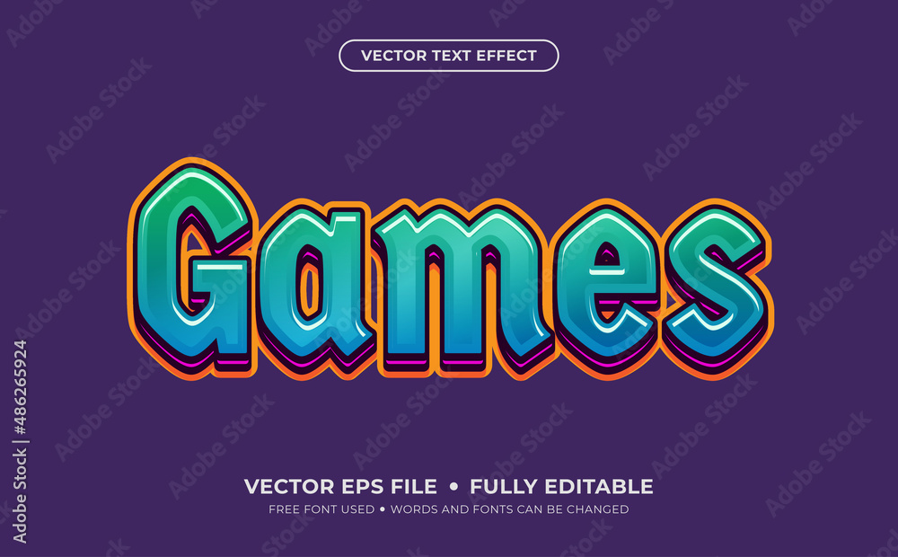 Games Editable Vector Text Effect.