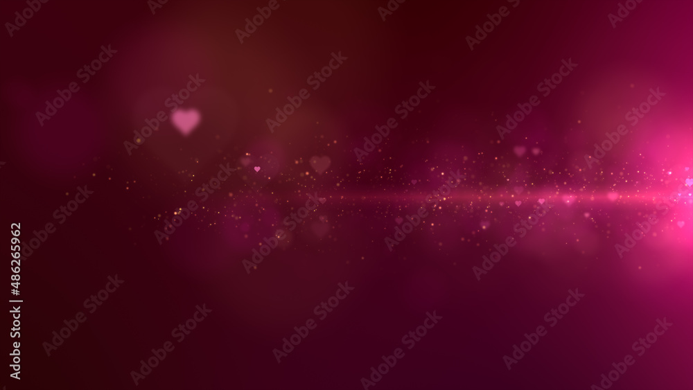 Happy Valentine decoration theme with defocused floating heart particles background