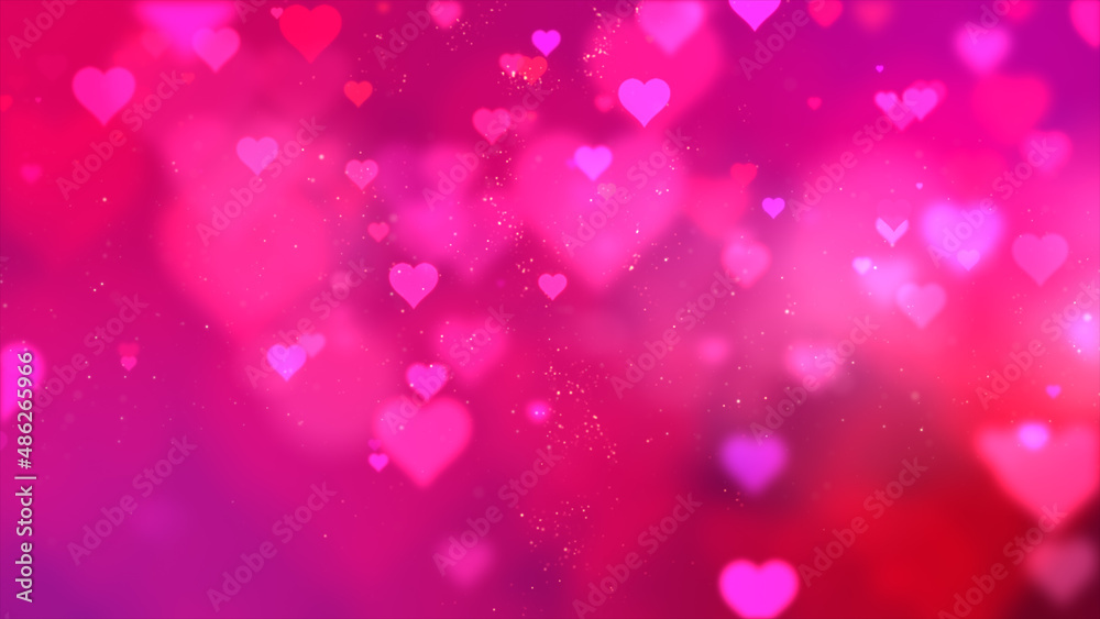 Happy Valentine decoration theme with defocused floating heart particles background