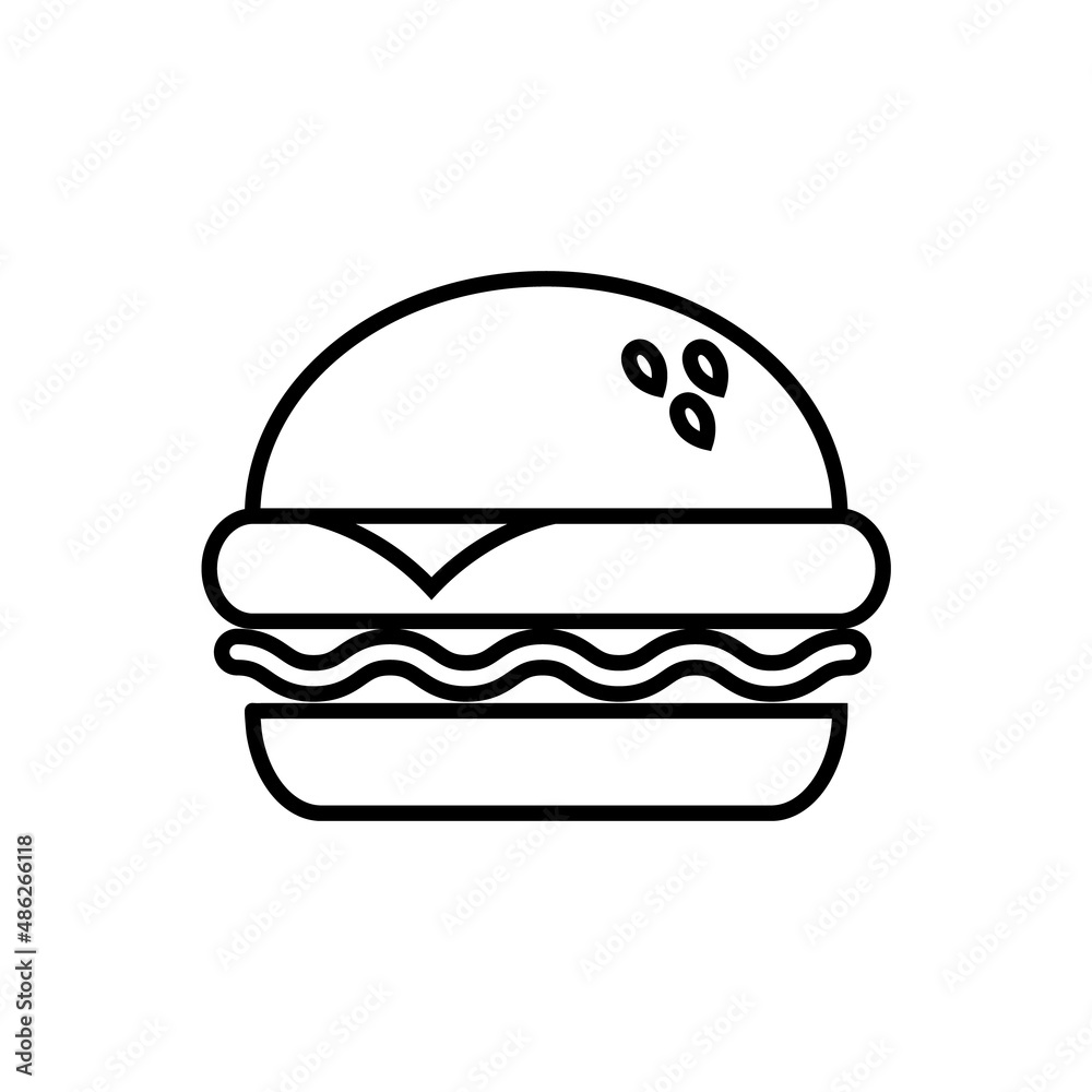 Burger line icon, vector outline logo isolated on white background Burger line icon, vector outline logo isolated on white background