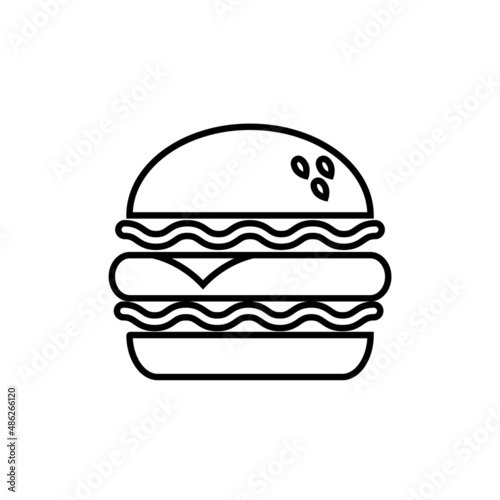 Burger line icon, vector outline logo isolated on white background