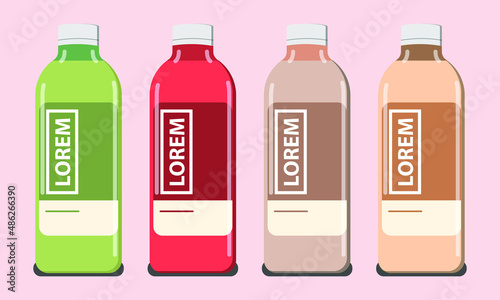 Modern packaging of juice bottles. Fruit and vegetable juice bottle packaging design.