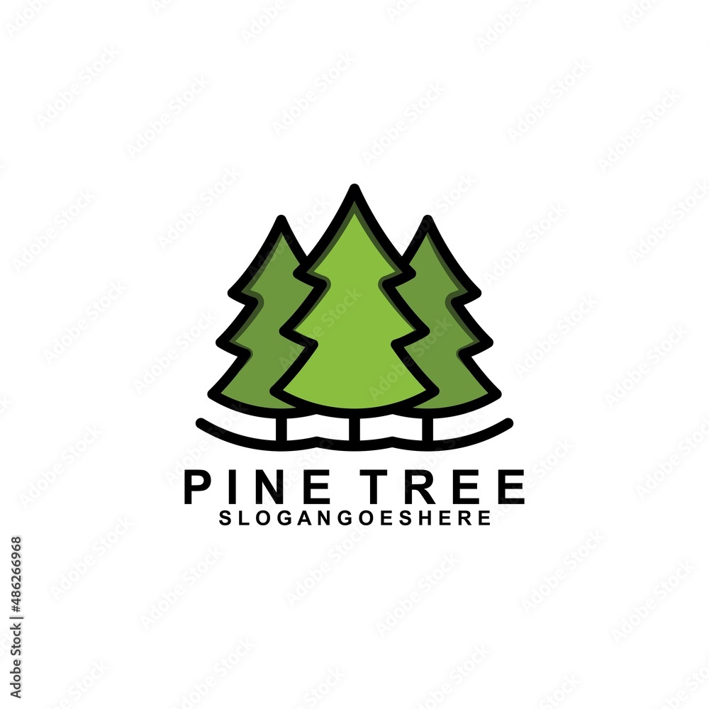 Pine Tree Logo Template Design Vector, Emblem, Design Concept, Creative Symbol, Icon