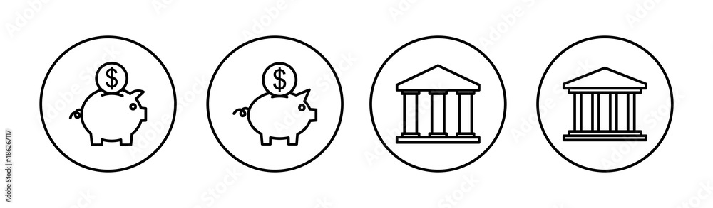 Fototapeta premium Bank icons set. Bank sign and symbol, museum, university