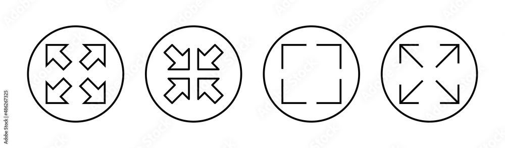Fullscreen Icon set. Expand to full screen sign and symbol. Arrows symbol Fullscreen Icon set. Expand to full screen sign and symbol. Arrows symbol
