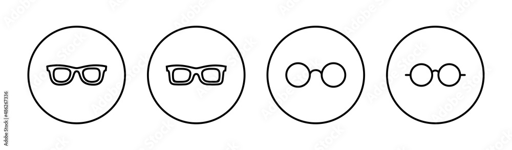 Glasses icons set. Glasses sign and symbol