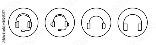 Headphone icons set. Headset sign and symbol