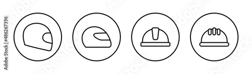 Helmet icons set. Motorcycle helmet sign and symbol. Construction helmet icon. Safety helmet