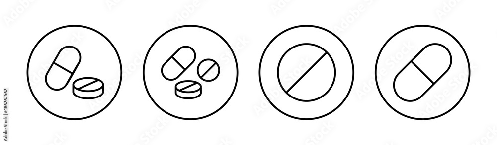 Pills icons set. capsule icon. Drug sign and symbol Pills icons set. capsule icon. Drug sign and symbol
