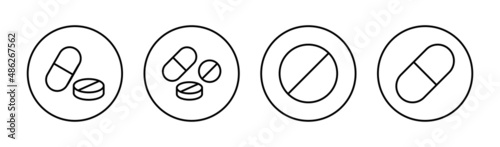 Pills icons set. capsule icon. Drug sign and symbol