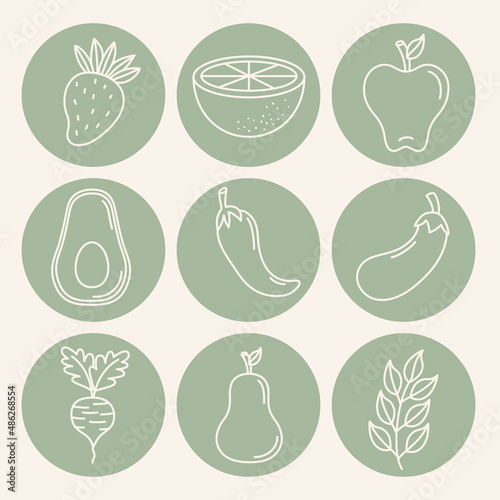 healthy food icons © Gstudio
