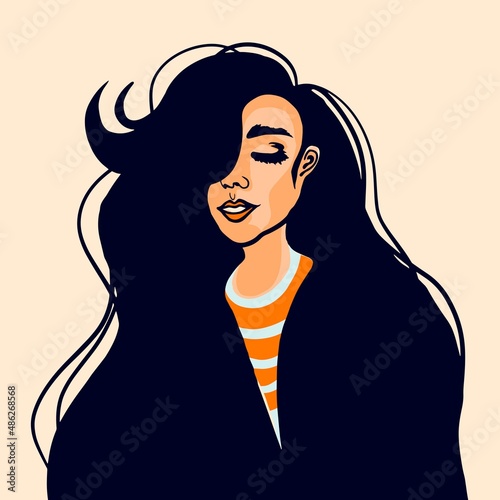 Beautiful young girl with long hair