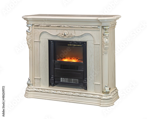 White Classic Vintage Electric Fireplace