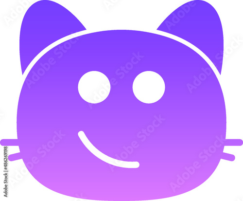 cat smiling face Glyph Gradient
