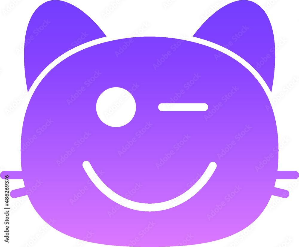 cat winking face Glyph Gradient cat winking face Glyph Gradient