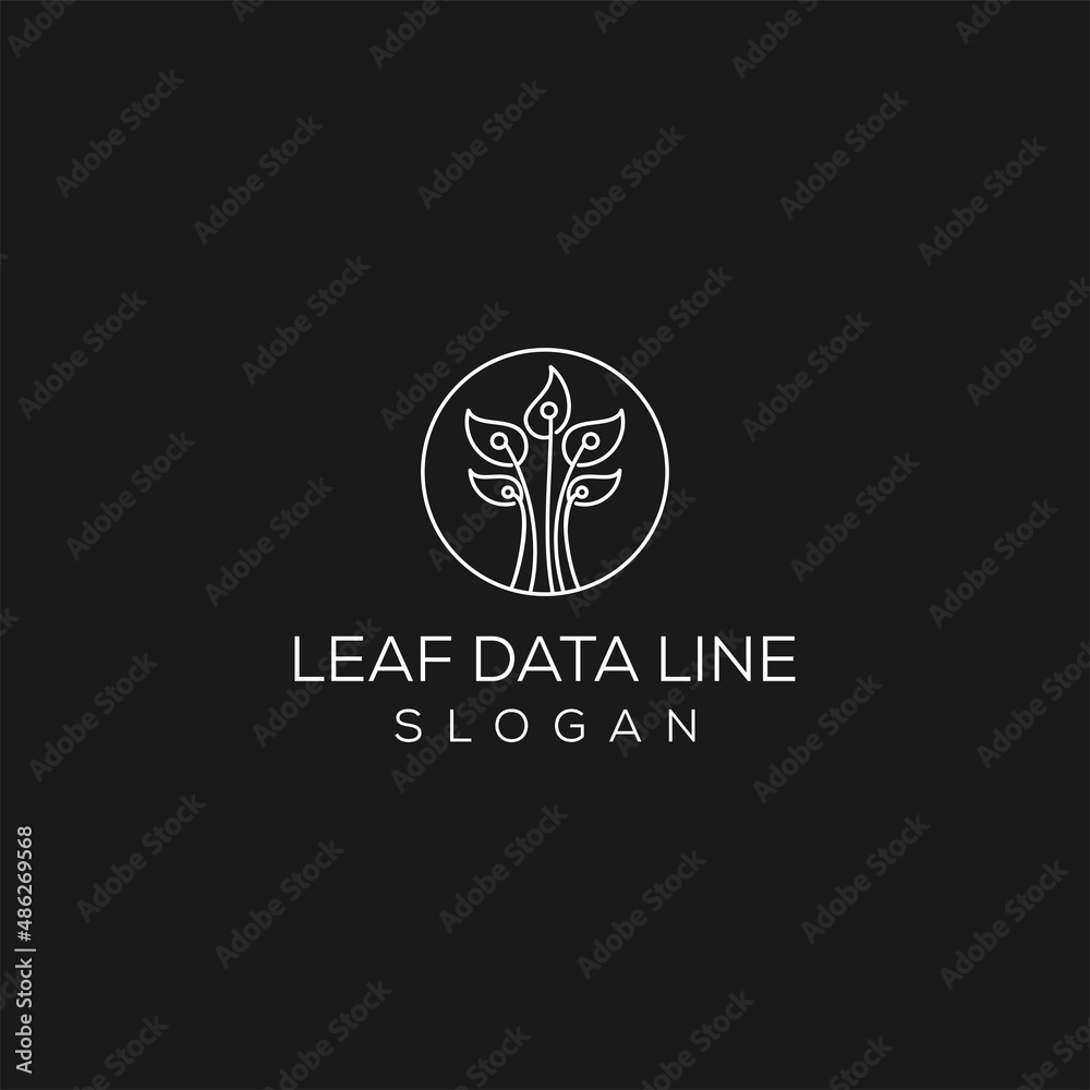 plant technology, logo with line style circuits design template