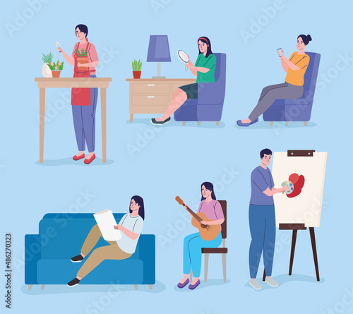 people doing hobbies