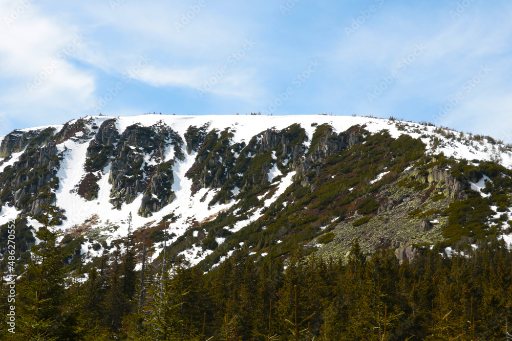 Beautiful view of the mountains with snow on top. Beautiful view of the mountains with snow on top.