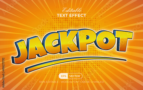 Jackpot text effect cartoon style. Editable text effect.