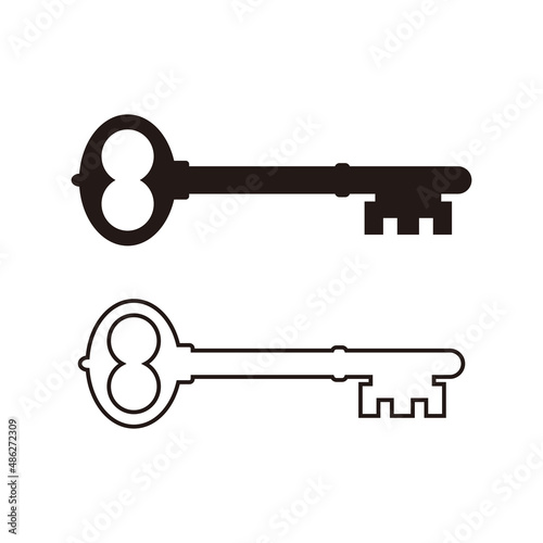 Old door key vector icon set illustration