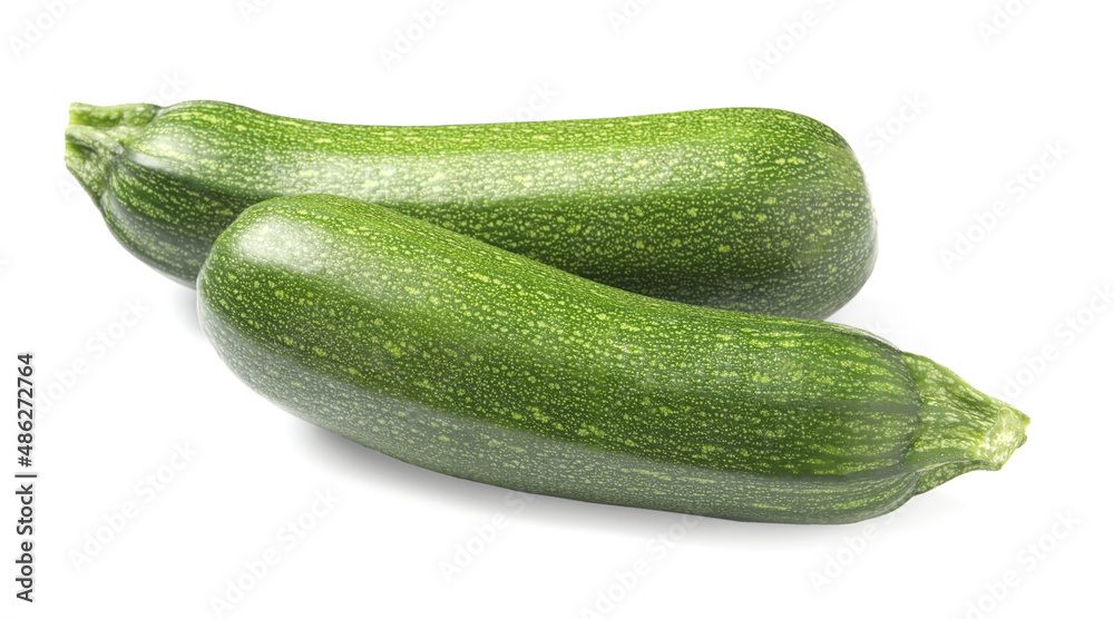 Fresh raw ripe zucchinis on white background Fresh raw ripe zucchinis on white background