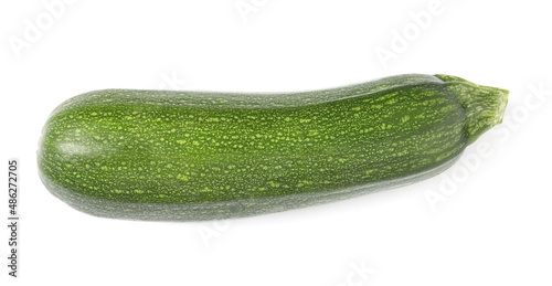 One raw ripe zucchini isolated on white