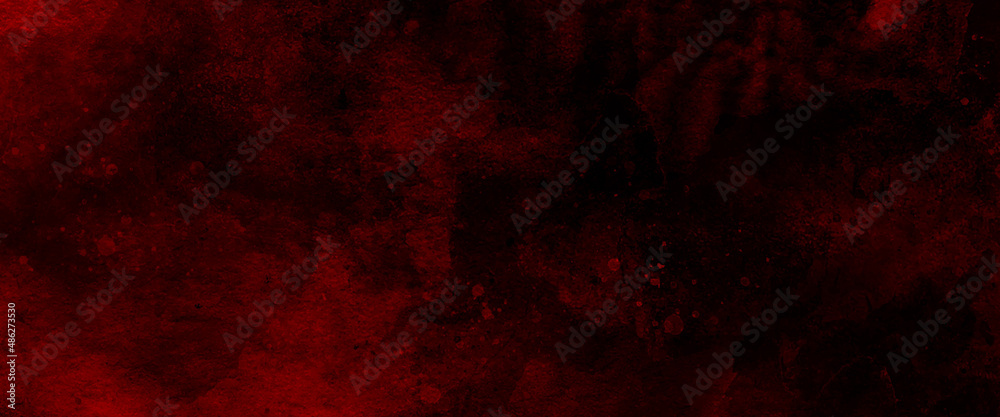 Rich red background texture, marbled stone or rock textured banner with elegant holiday color and design with mottled leave pattern painted in grunge texture design. 