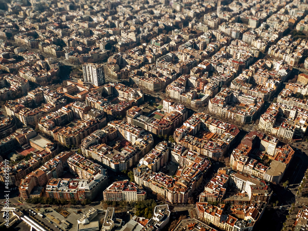 Obraz premium Aerial view of Barcelona quarters.