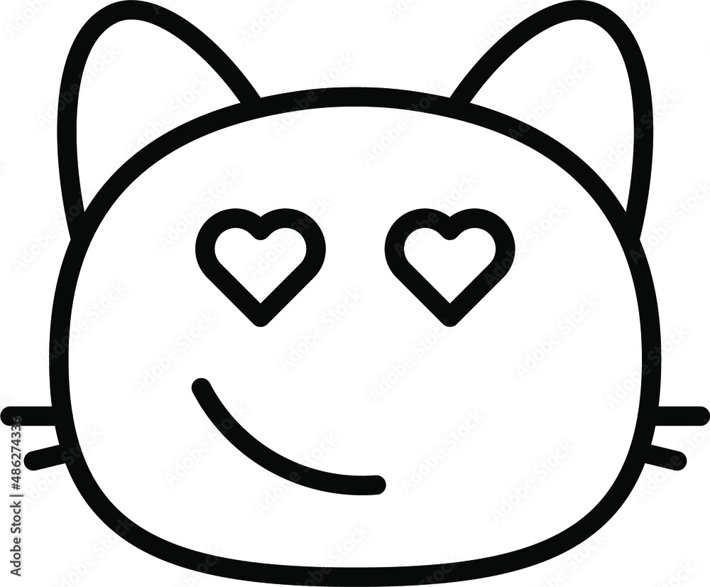 cat heart eyes II Line Icon cat heart eyes II Line Icon