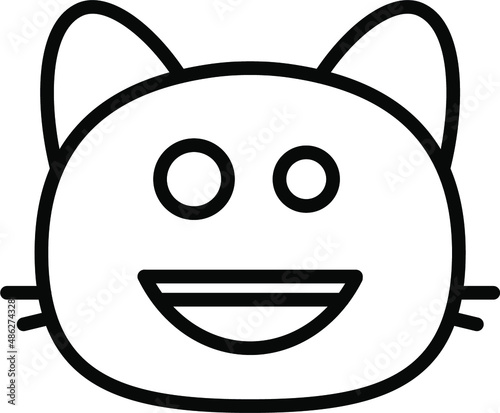 cat happy Line Icon