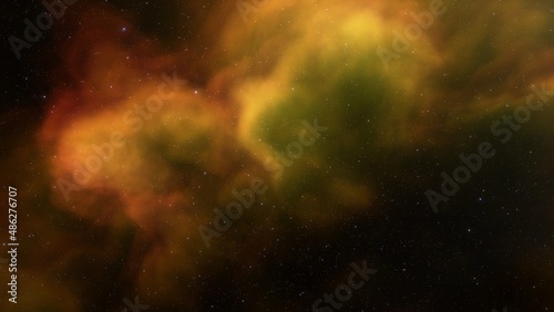 Science fiction illustrarion, deep space nebula, colorful space background with stars 3d render 