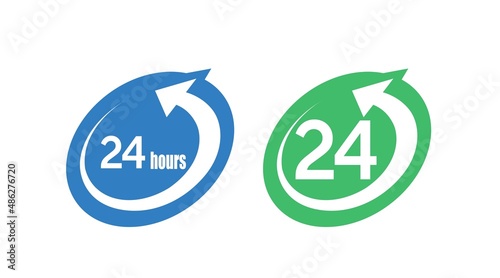 24 7 Icon or Logo Set. vector isolated editable flat set of 24 7 icons