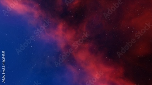 Science fiction illustrarion, deep space nebula, colorful space background with stars 3d render 