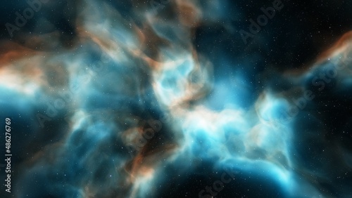 Science fiction illustrarion, deep space nebula, colorful space background with stars 3d render   © ANDREI