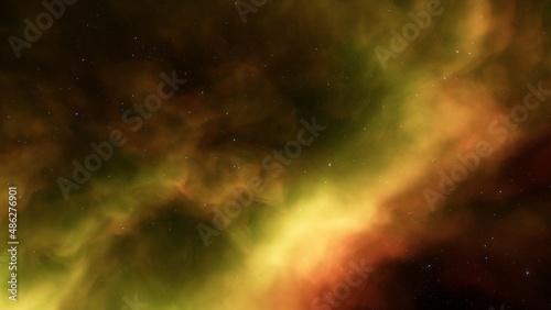 Science fiction illustrarion, deep space nebula, colorful space background with stars 3d render 