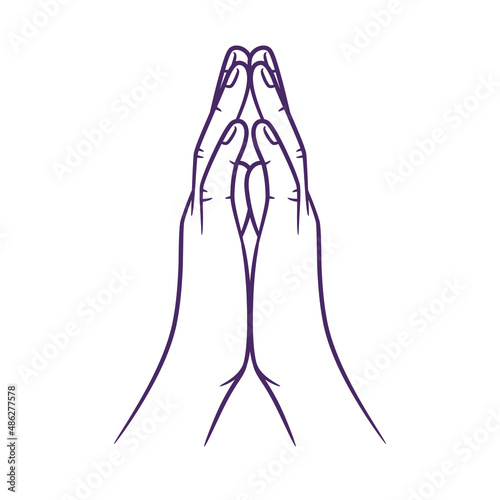 Line art drawing of praying hand. Praying hands