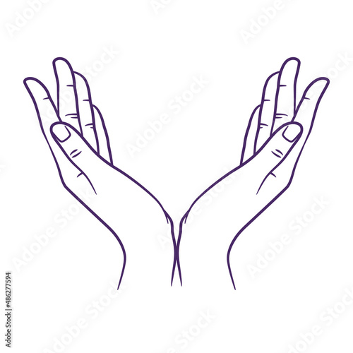 Line art drawing of praying hand. Praying hands