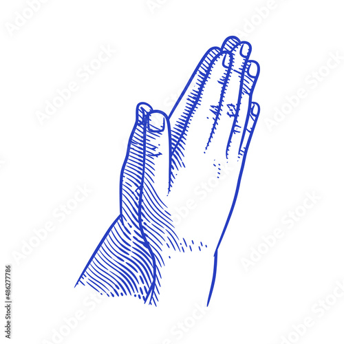 Praying hands line art drawing illustration. Praying hands drawing