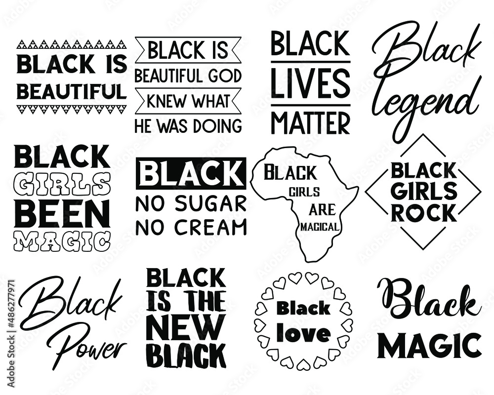 Fototapeta premium Afro quotes. Inspirational sayings for Black people. African American activism 