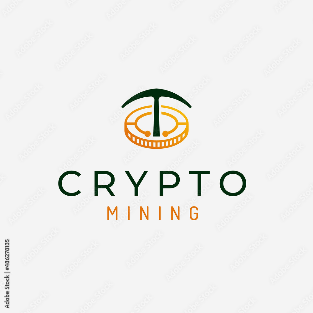 Fototapeta premium Simple Modern and Luxury Crypto Coin Mining Logo Concept