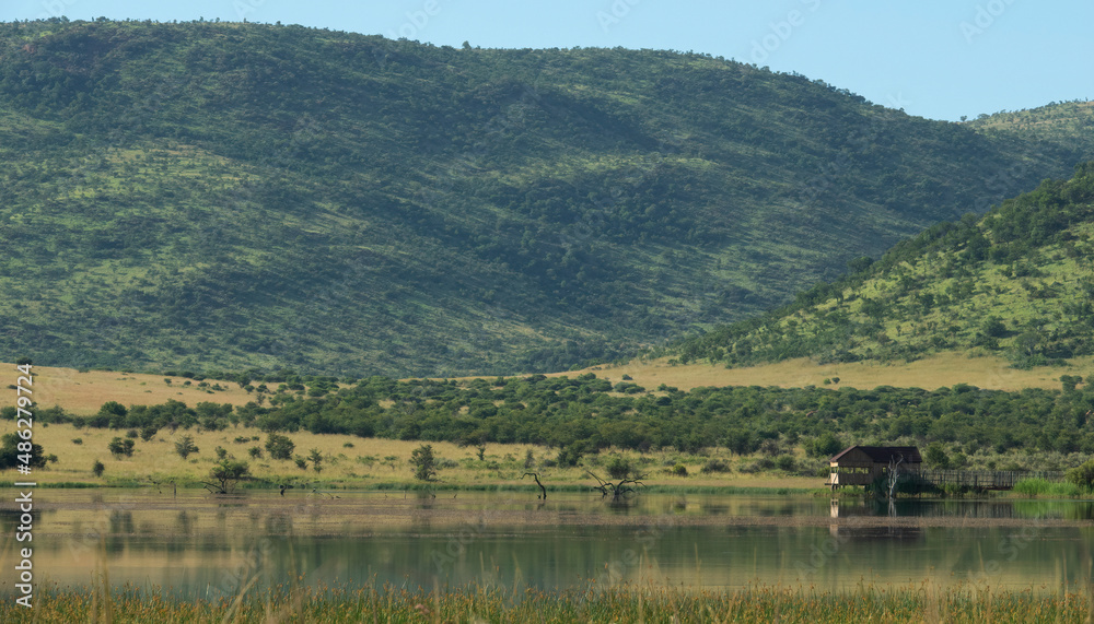 Mankwe hide and dam from Hippo loop, Pilanesberg Game Reserve, North West.