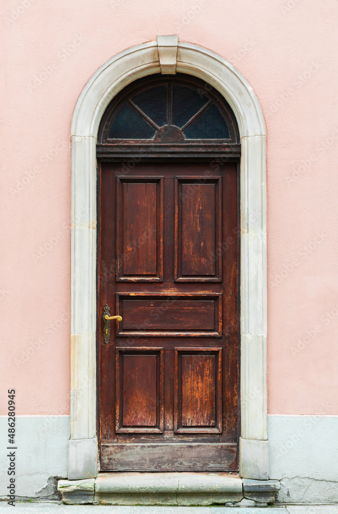 Carved wooden old door