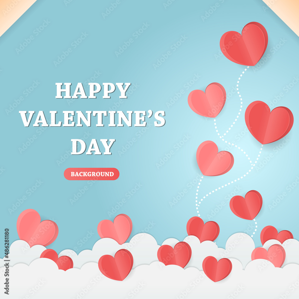 Vector symbols of love for Happy Women's, Valentine's Day, card design on a blue background, and heart.