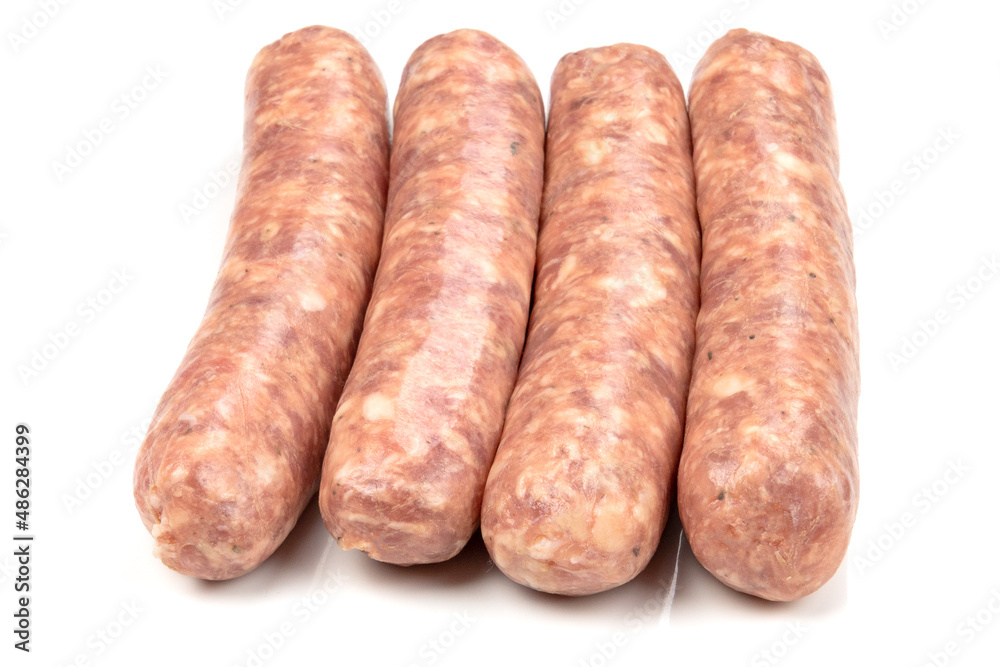 raw sausages isolated on white background raw sausages isolated on white background