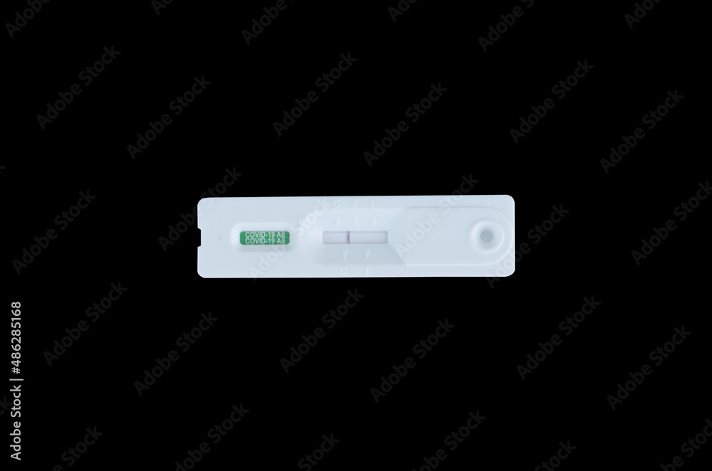 Covid-19 negative test result with (ATK) SARS CoV-2 Rapid antigen test kit isolated on balck background, concept for control of corona virus 2019 epidemic. Covid-19 negative test result with (ATK) SARS CoV-2 Rapid antigen test kit isolated on balck background, concept for control of corona virus 2019 epidemic.