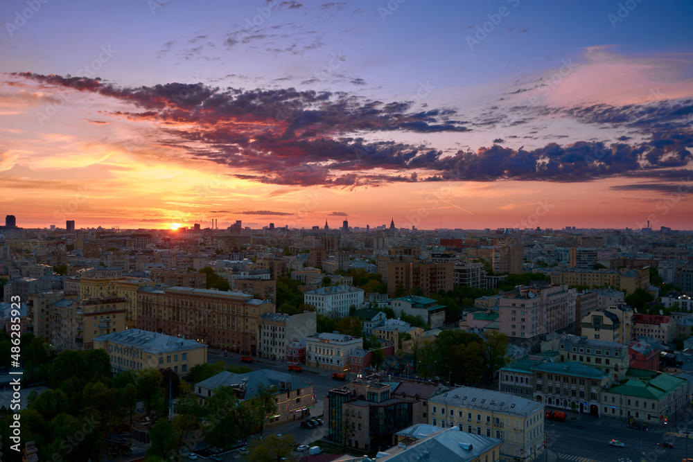 sunrise over the Moscow city