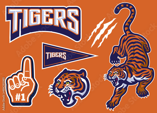 Set of Tiger Mascot Sport Logo