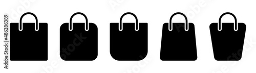Shopping bag icon set. Bag symbol in glyph. Shopping illustration. Package icon in solid. Shop bag in glyph. Stock vector illustration.