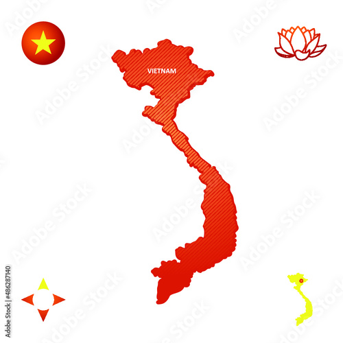 simple outline map of vietnam